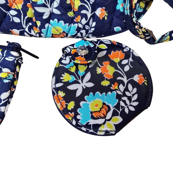 Vera Bradley Floral Chandelier Small Crossbody Top Zip With Coin Purse / Mirror - Picture 3 of 8